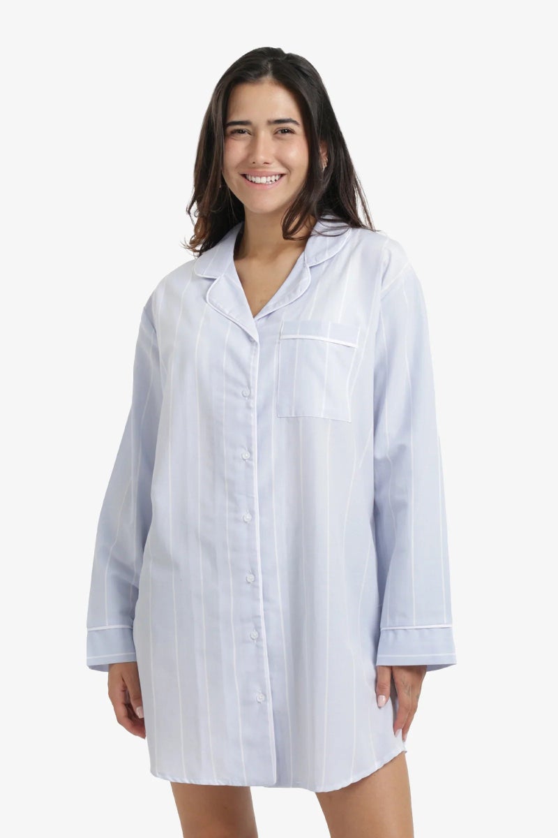 Carina Cozy Cotton Striped Nightgown - Image 1